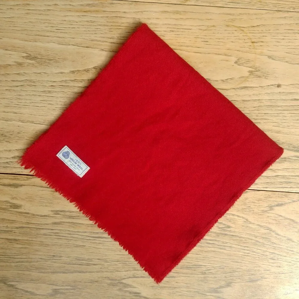 Vintage 100% virigin wool classic bright red scarf